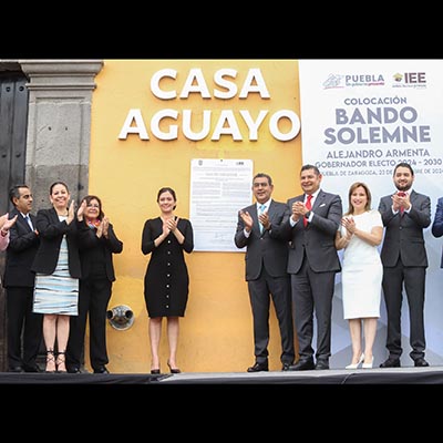 Colocan bando solemne que acredita a Alejandro Armenta como gobernador electo
