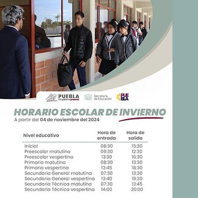 Anuncia SEP horario de invierno en escuelas de Educación Básica