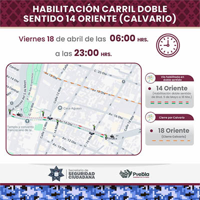 Habilitará SSC carril de doble sentido en Boulevard 5 de Mayo por instalación del Calvario