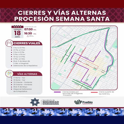 Recorridos y cierres programados por las imágenes de la procesión