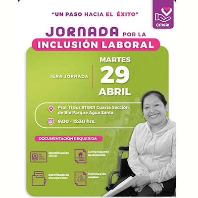 Invita SMDIF a la primera jornada para la inclusión laboral en CMERI