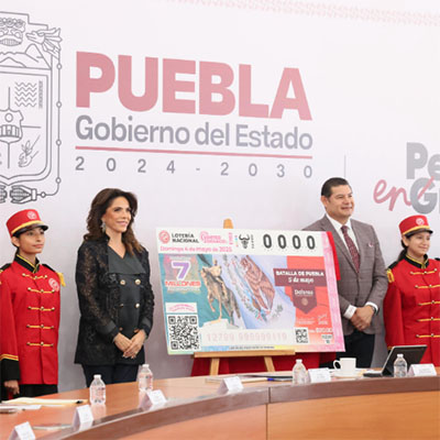 Lotería Nacional y Gobierno del Estado develan Billete Conmemorativo a la Batalla de Puebla
