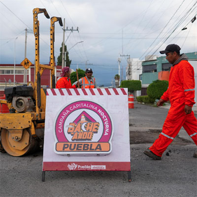 Más de 77 mil 500 baches tapados con la Campaña Capitalina Bacheando Puebla