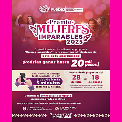 Abre Secretaría para la igualdad Sustantiva de Género inscripciones para Premio Mujeres Imparables 2025