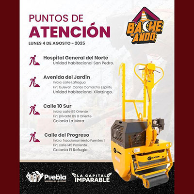 Intensifica Gobierno de la Ciudad Campaña Capitalina Bacheando Puebla